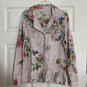 Johnny Was Floral Pajama Top with Red and Green